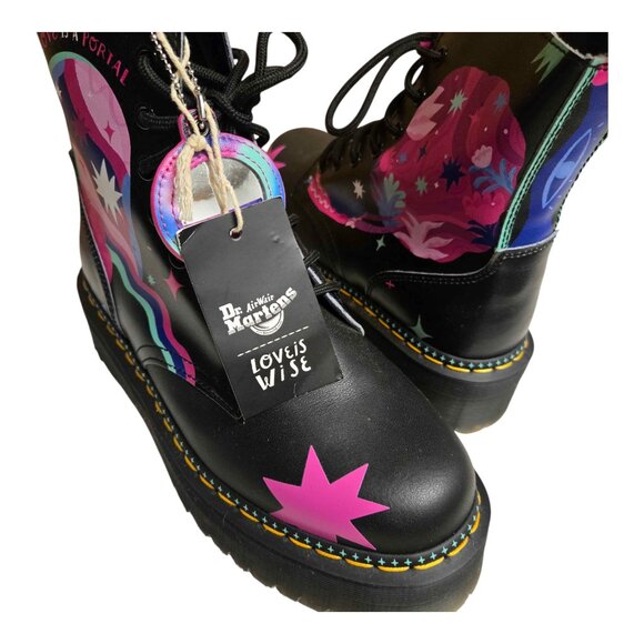 NEW Dr. Martens x Love is Wise Jadon for Pride Black Platform Boots Women's Sz 8 - Picture 4 of 6